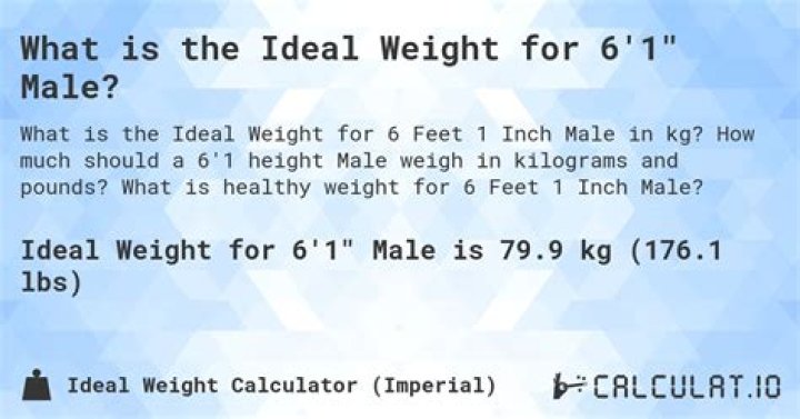 How much is a 6 1 male supposed to weigh